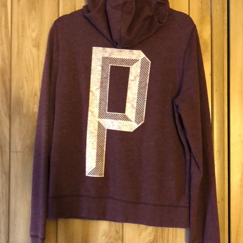 Maroon zip up jacket with hood from PINK VS